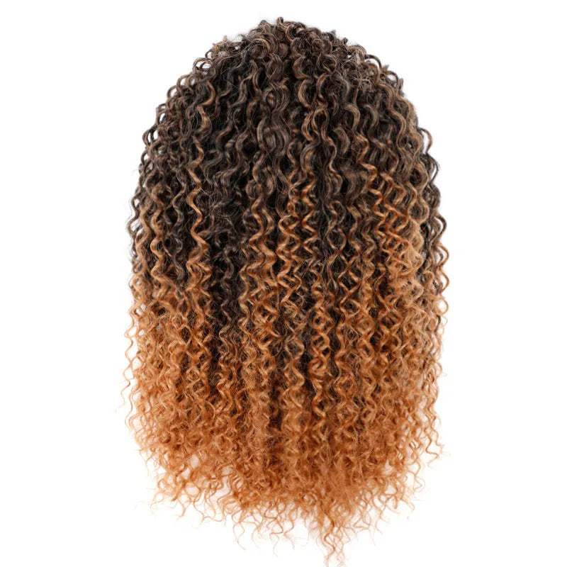 14-inch chemical fibre fluffy ponytail wig in black high temperature wire for women