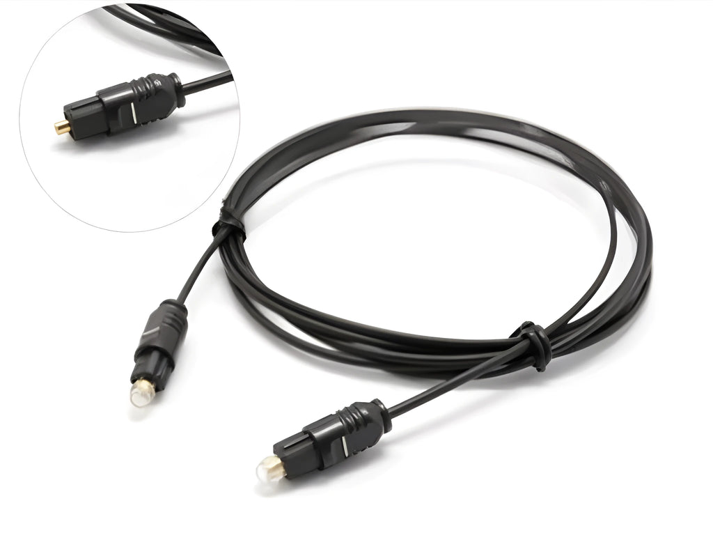 OD2.2 digital optical Toslink audio cable with slim 2.2mm PVC jacket and straight connectors.
