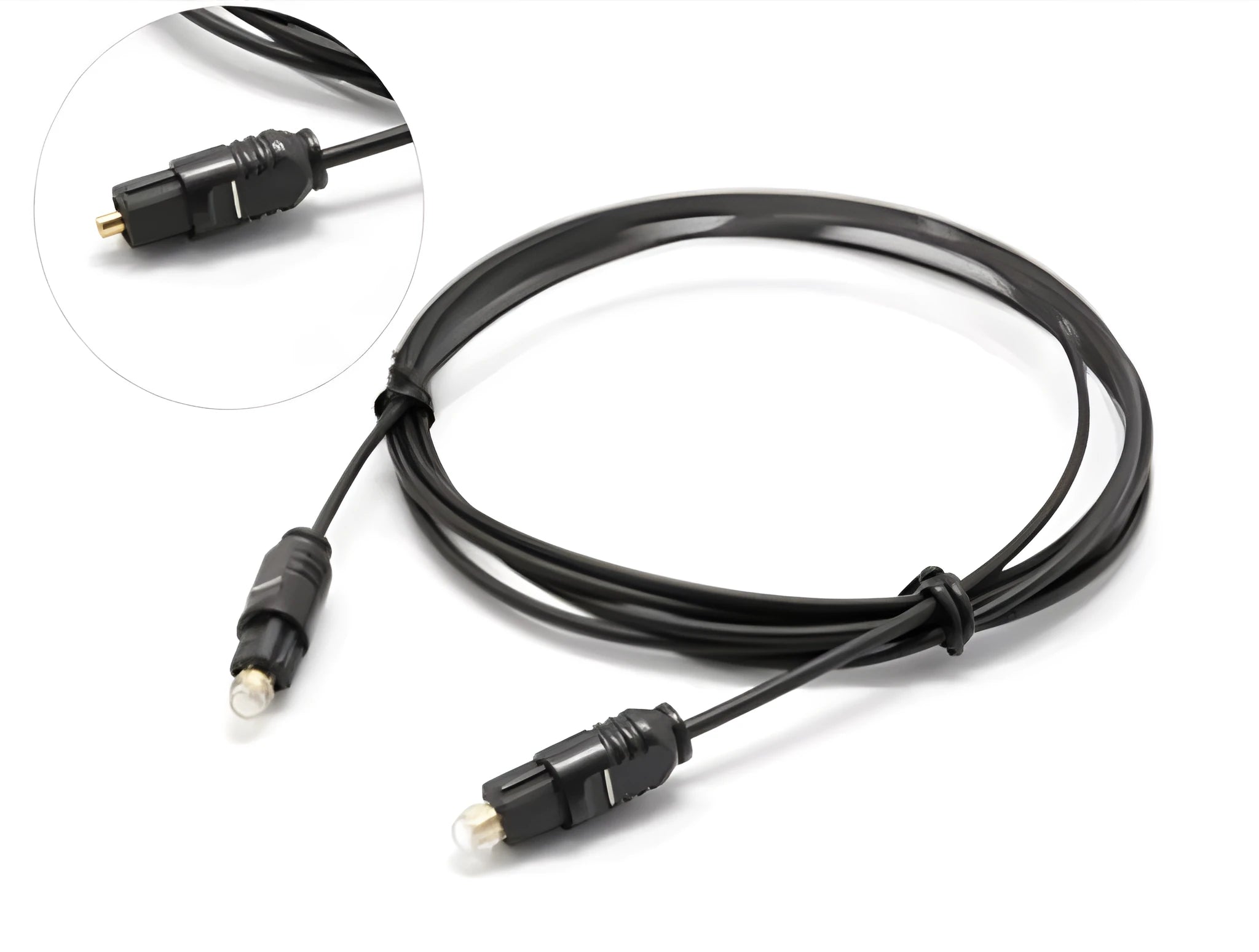 OD2.2 digital optical Toslink audio cable with slim 2.2mm PVC jacket and straight connectors.