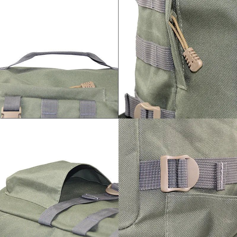 Multi-functional nylon river fishing rod bag in black or army green for bait, line, rod and wheel storage