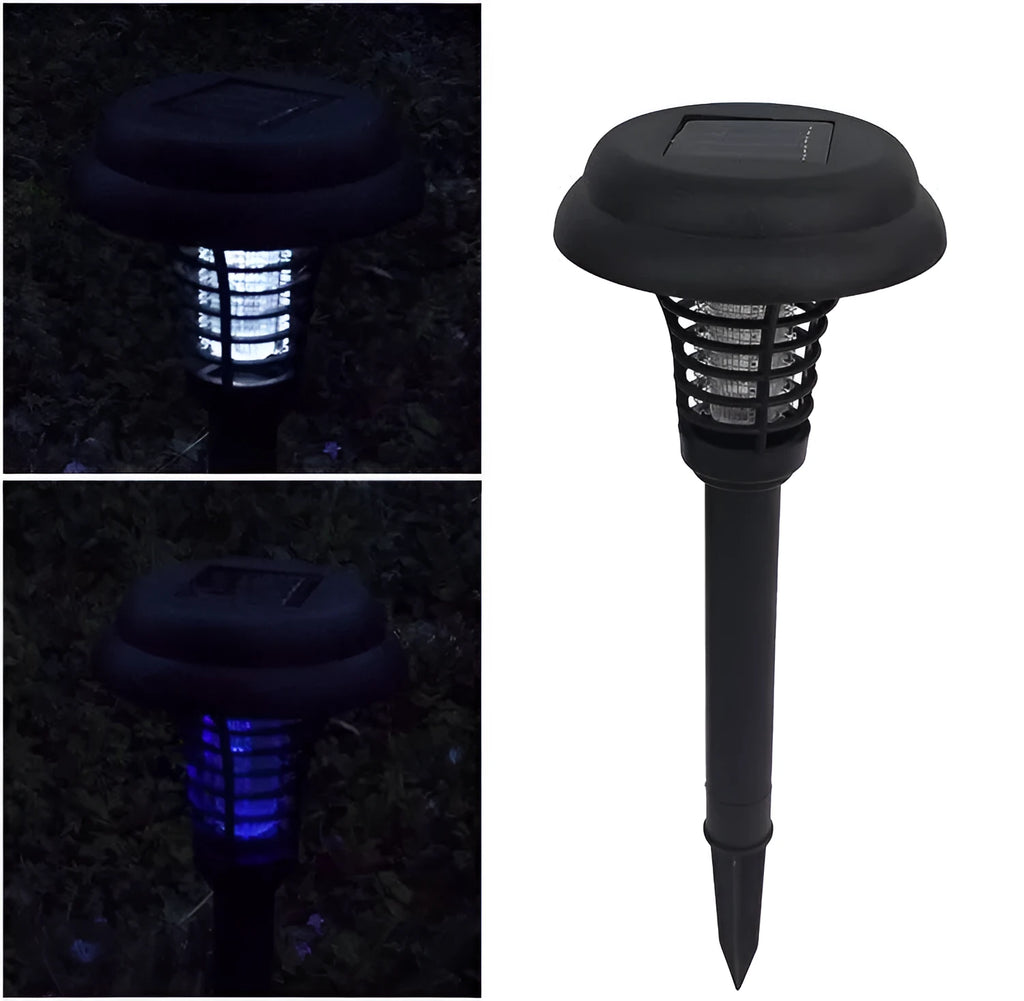 Black solar insect killing lamp with UV light for garden mosquito control