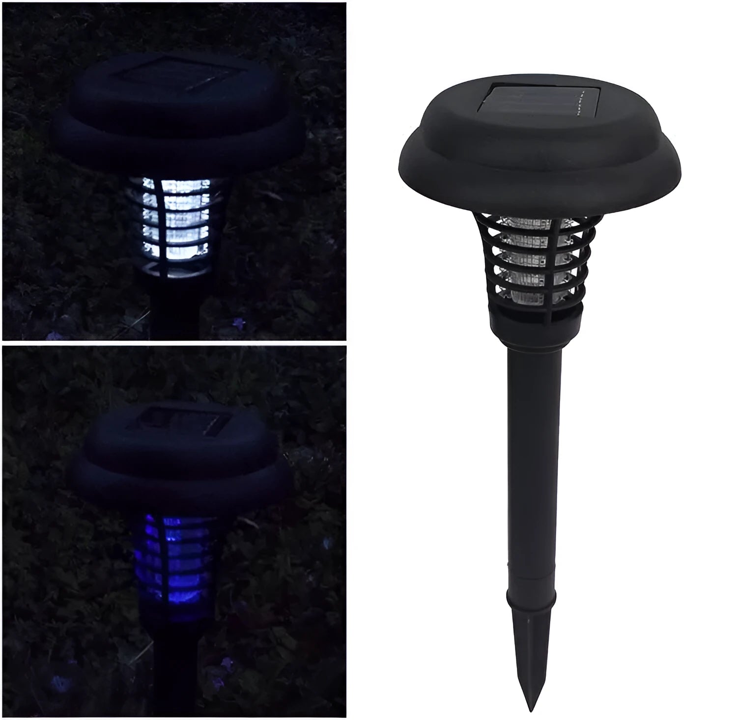 Black solar insect killing lamp with UV light for garden mosquito control