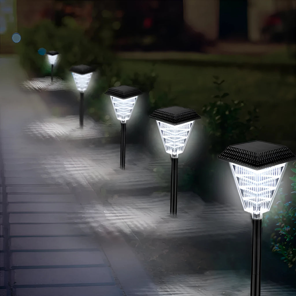 TS-S5103 solar garden light with 12 LED bulbs and IP65 waterproof ABS construction