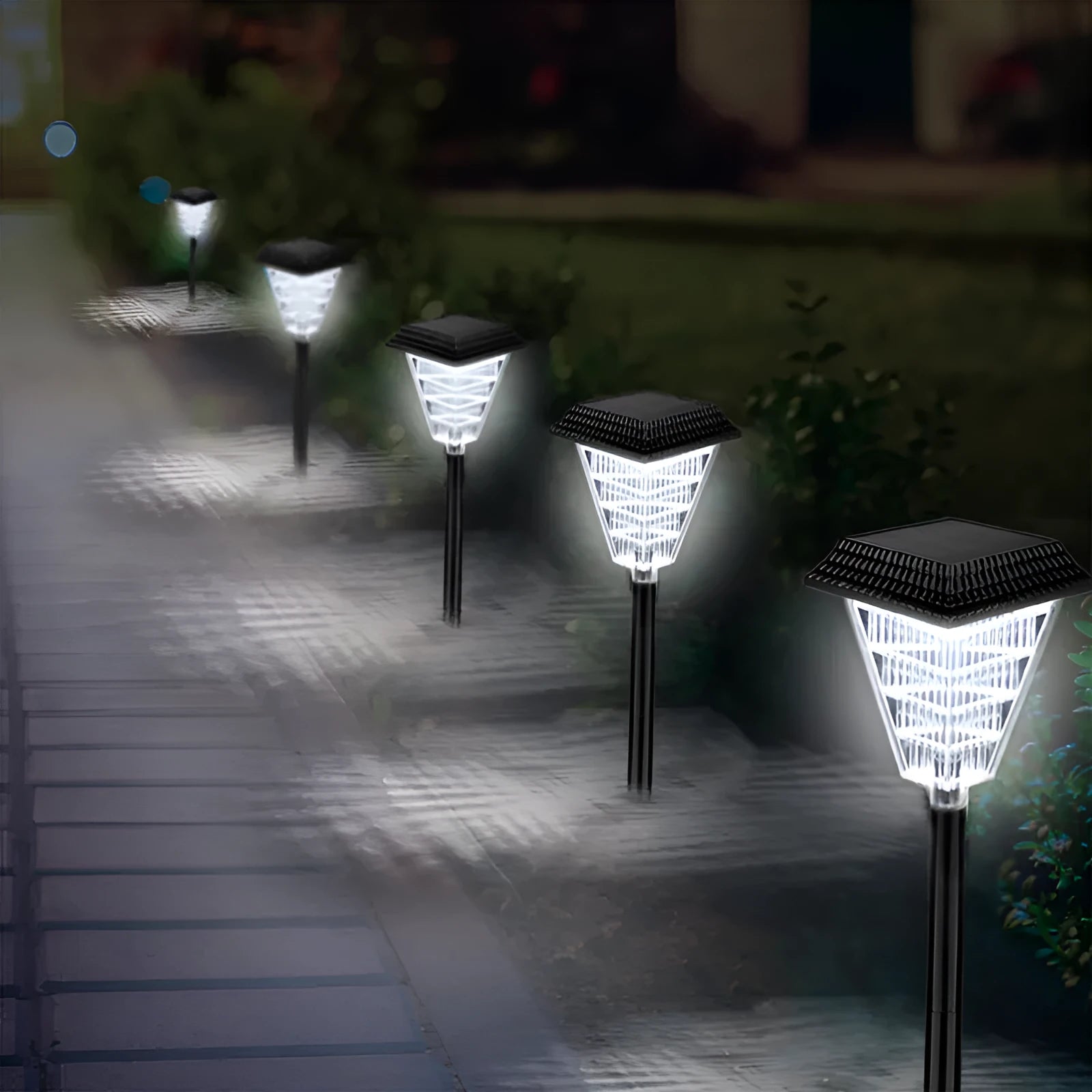 TS-S5103 solar garden light with 12 LED bulbs and IP65 waterproof ABS construction