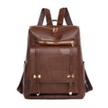 Retro style women's backpack in PU leather with waterproof exterior and internal zipper change bag
