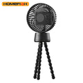 HOMEFISH F2 automatic shake head portable fan with LED light and removable bracket.