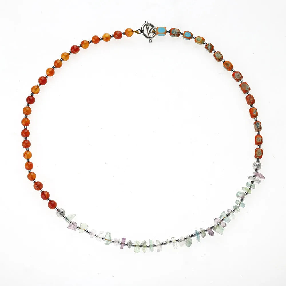 Hand-woven round agate beads bracelet in 3791 colour with geometric design and texture elements