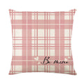 Red and white plaid square pillow with heart pattern on a grey sofa, 45cm pillow cover with insert.