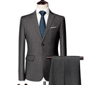 Men's loose fit business casual suit two-piece set in polyester, available in multiple colours and sizes M-5XL