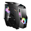 Full side tempered glass ATX computer case in pink or black with USB 3.0 front interface and SECC steel body.
