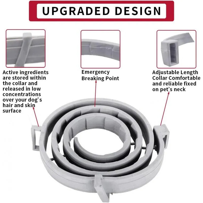 Gray plastic waterproof adjustable insect repellent collar 70cm for flea and tick removal on pet