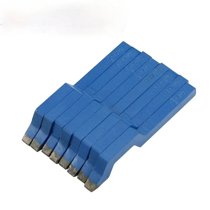 Gold-plated curved character alphanumeric steel stamp for jewellery marking.
