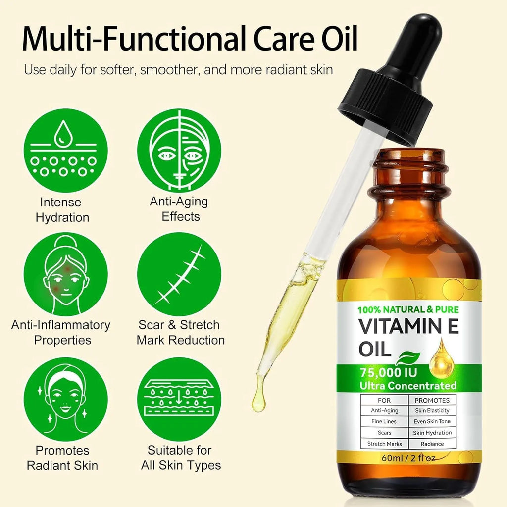 Vitamin E oil 60ml bottle for face and body moisturising