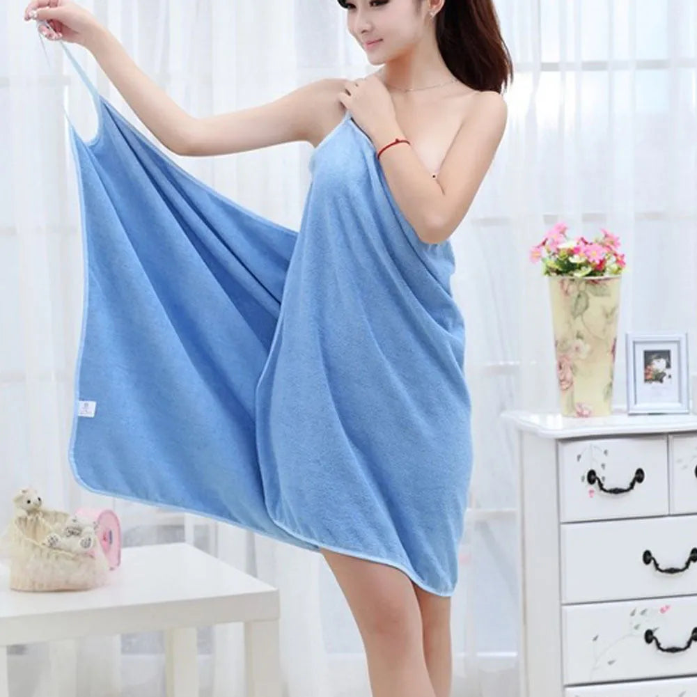A polyester microfibre beach towel shown in blue, available in S and L sizes.