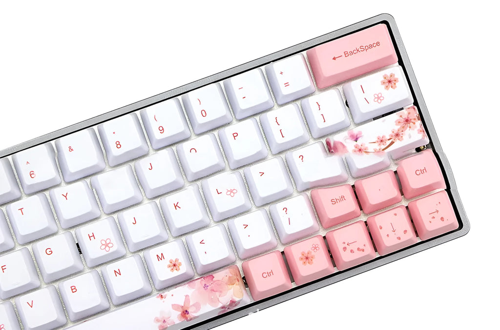 Pink PBT sublimation keycaps for mechanical keyboards in OEM profile design