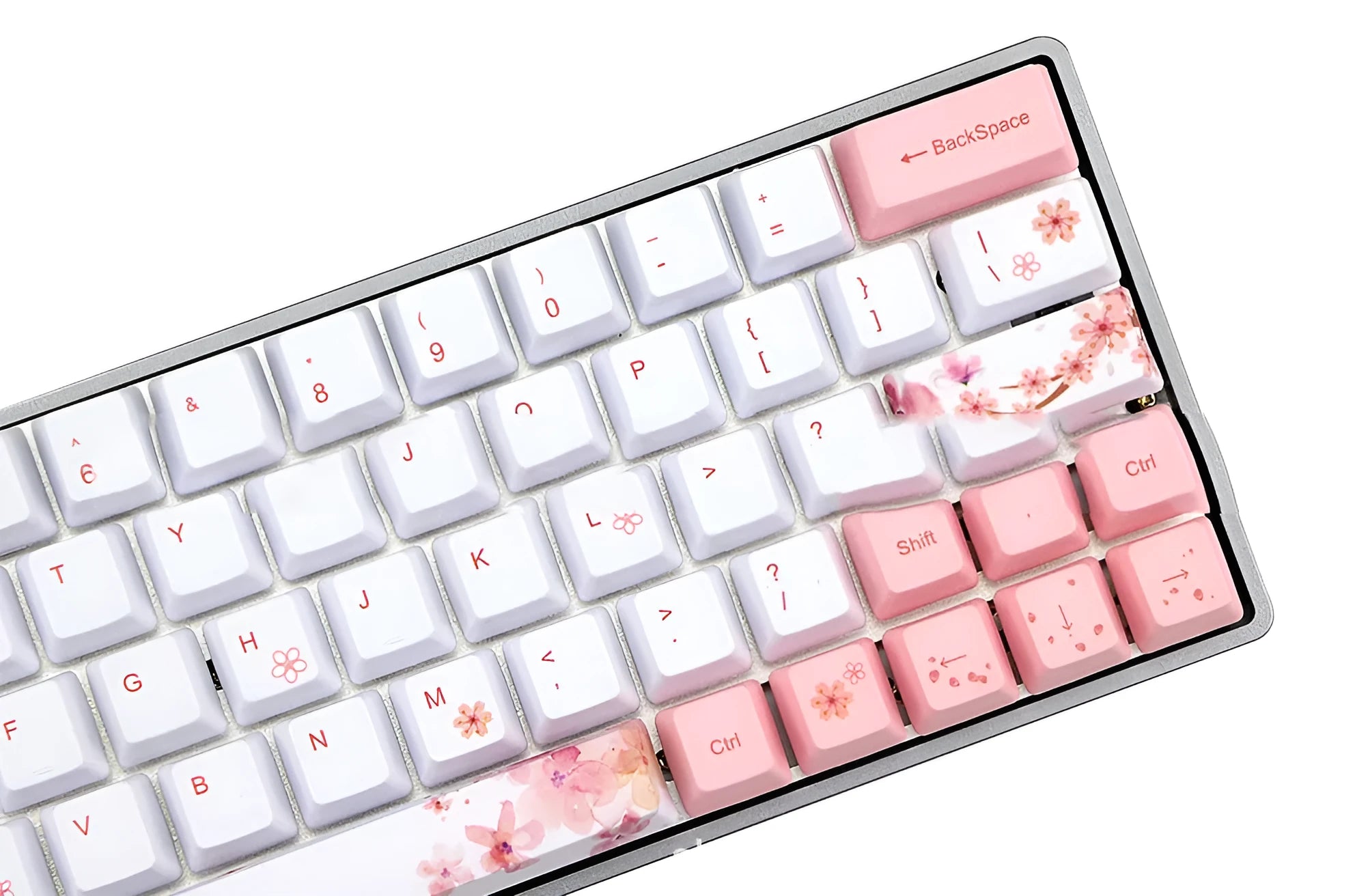 Pink PBT sublimation keycaps for mechanical keyboards in OEM profile design