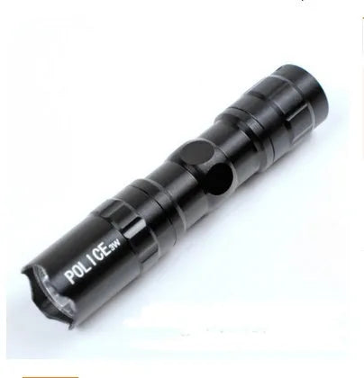 Black aluminium mini LED flashlight showing compact size and textured grip