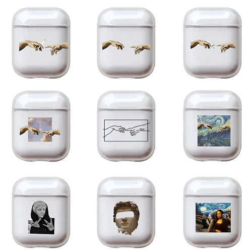 Transparent plastic AirPods protective cover showing compatibility with Apple AirPods and AirPods Pro cases