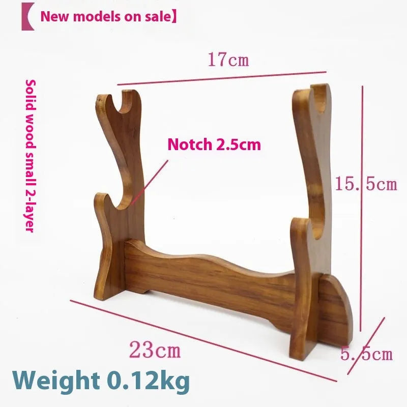 Chinese style solid wooden handmade bracket shelf with multiple display layers mounted on a wall.