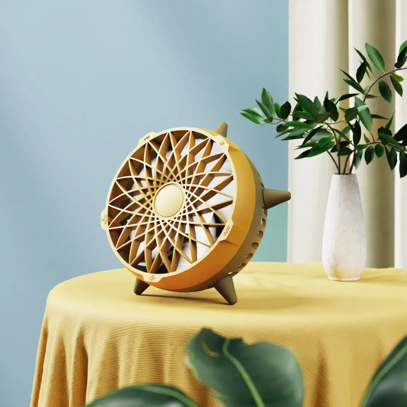 Intelligent induction fan without button design, USB powered, brushless motor, ambient light, 162x162x103mm, Force Yellow colour