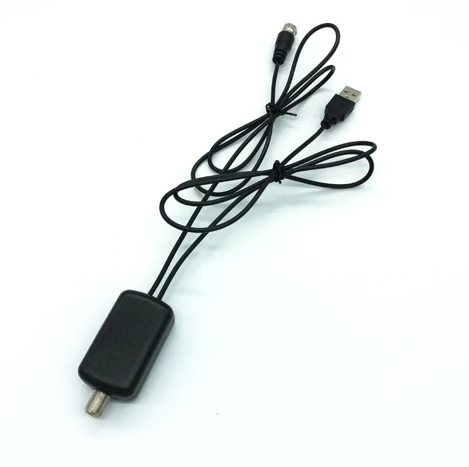Low noise TV antenna amplifier signal booster with coaxial connectors for HDTV reception
