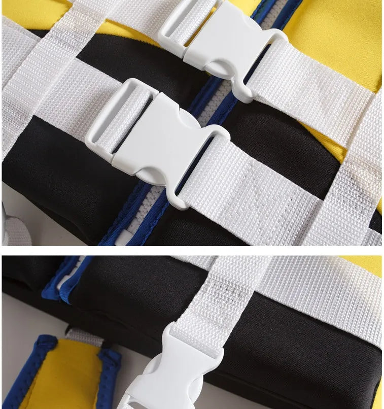 Children's professional life jacket snorkeling vest with belt in blue-yellow colour for swim training