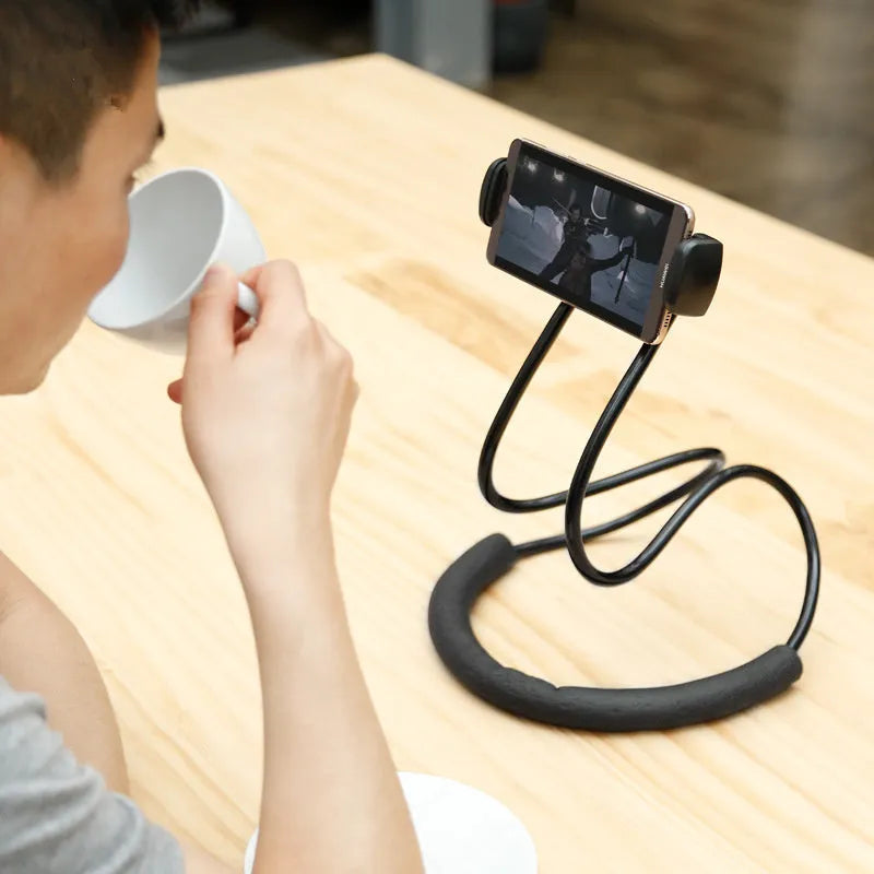 Baseus flexible phone holder showing 360-degree rotation and shockproof bubble supports for a mobile device