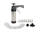 Stainless steel biscuit press cookie machine with 13 mould discs and 8 icing nozzles for home baking