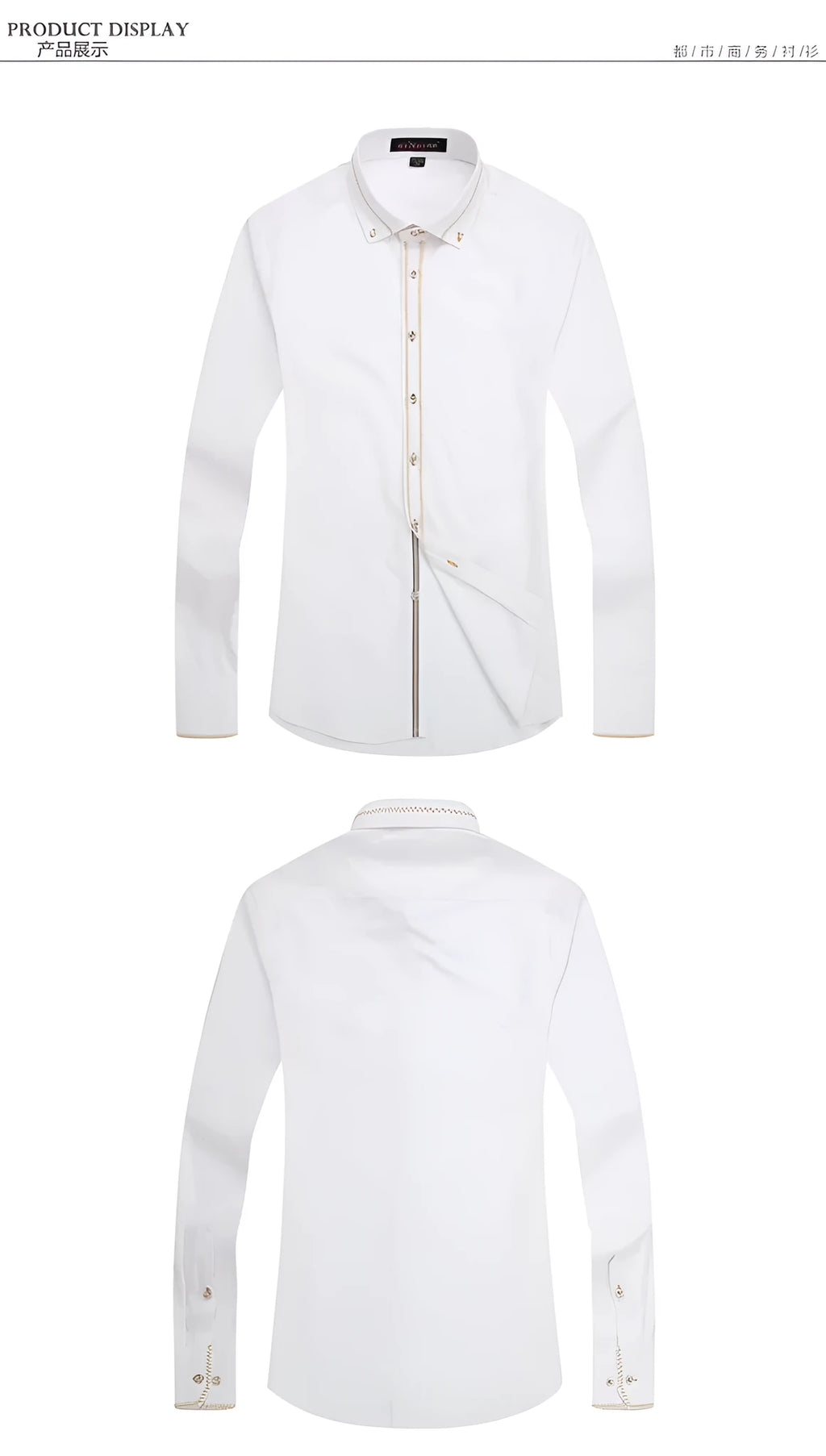 Men's long sleeve cotton polyester shirt in Royal Blue on white background