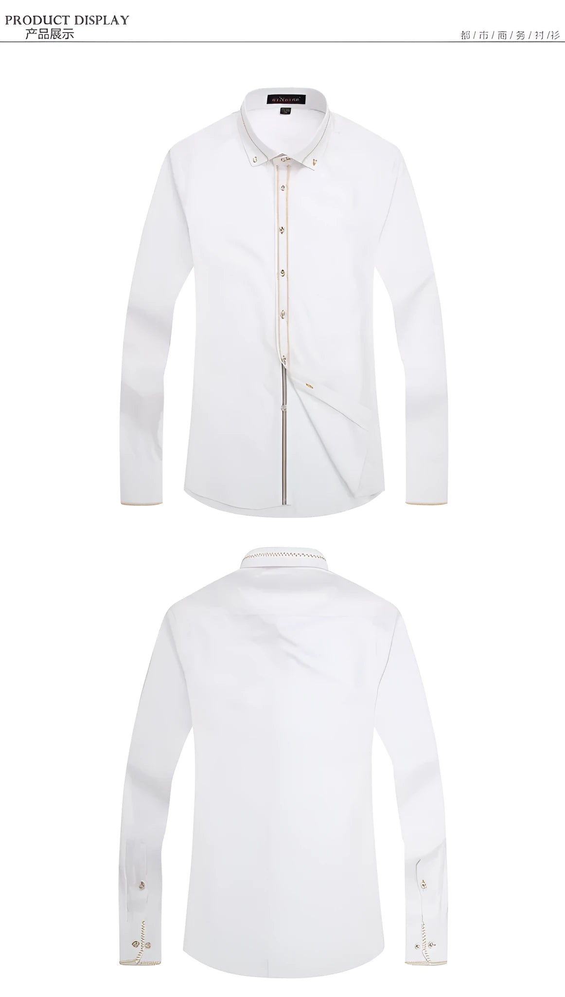 Men's long sleeve cotton polyester shirt in Royal Blue on white background