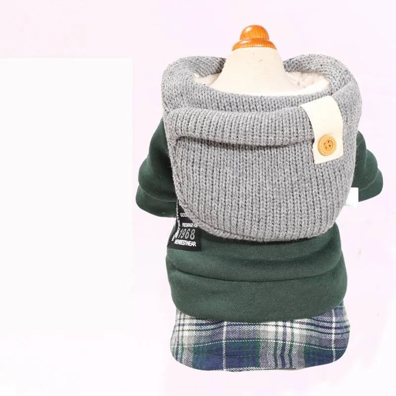 Autumn winter four-leg small dog padded cotton coat in grey loose fit thick lining
