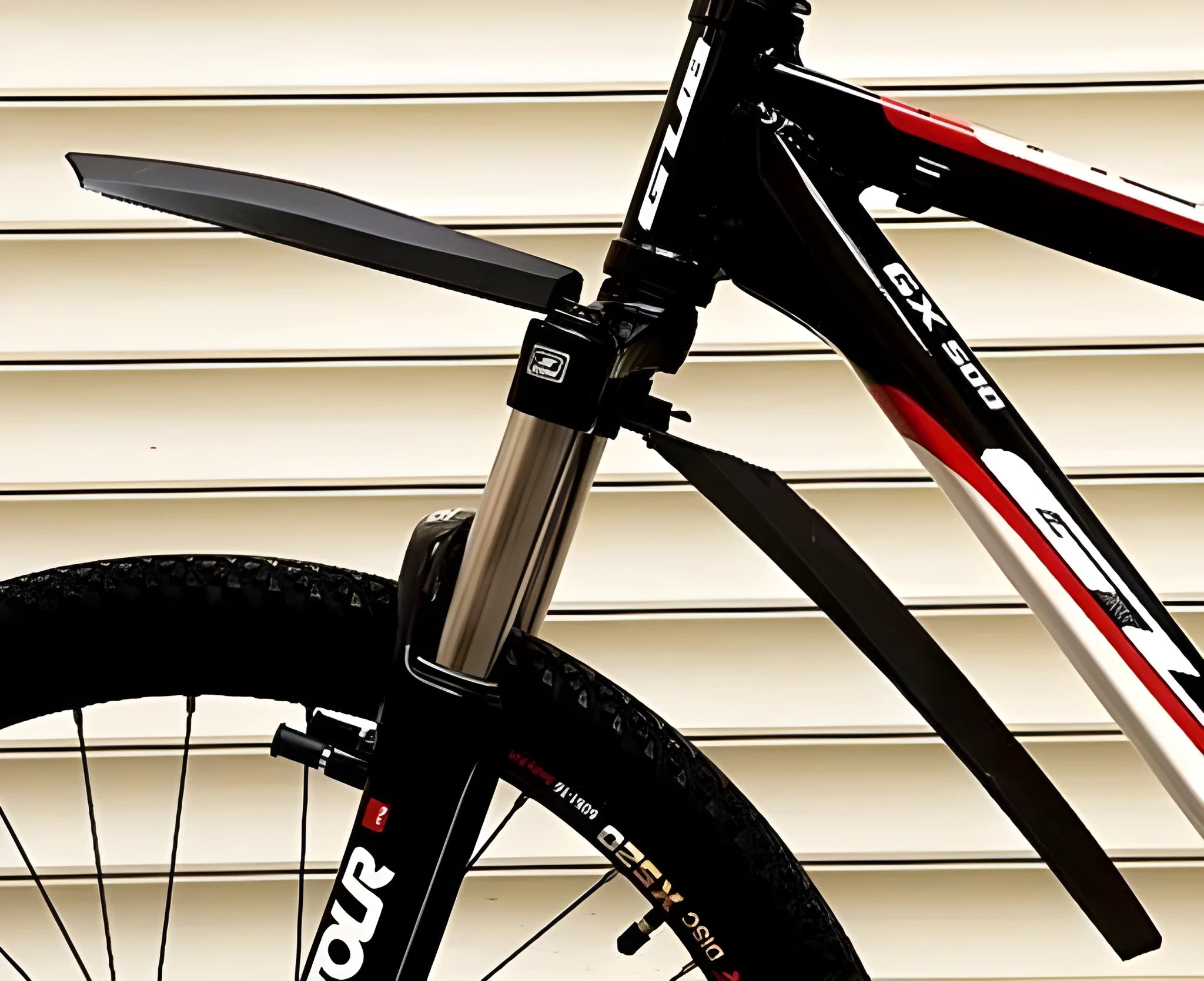 Plastic resin bicycle mudguards with quick release mounting in four colour options