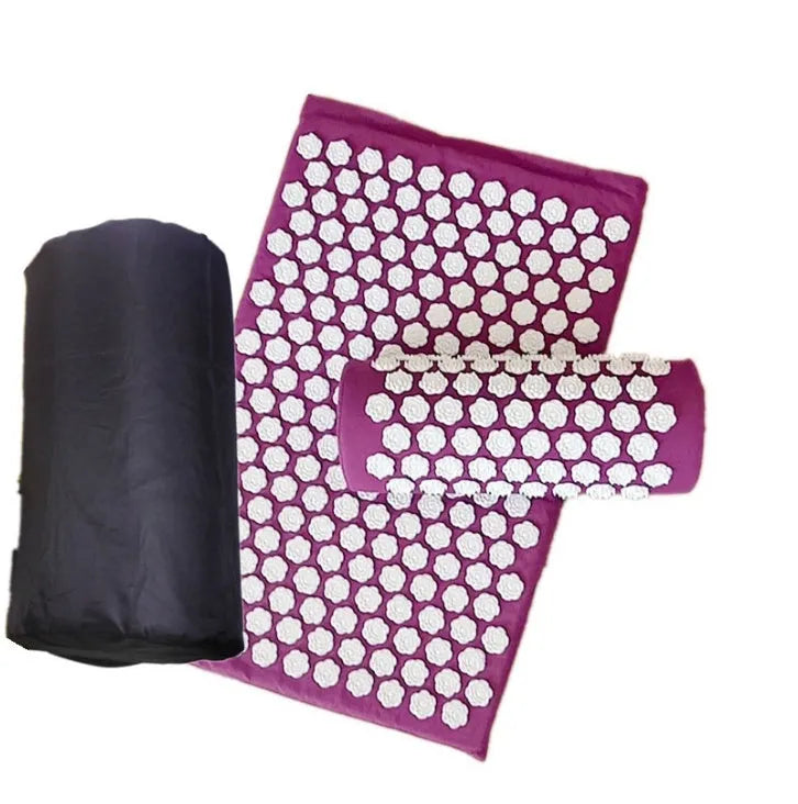 Lotus-shaped acupressure mat set with pillow in cotton cloth