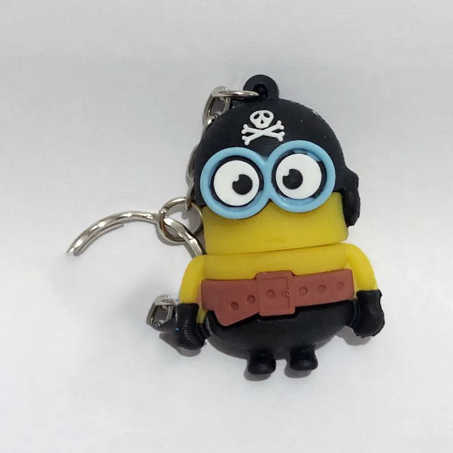 Halloween skeleton skull shaped USB flash drive with cartoon features and attached keychain