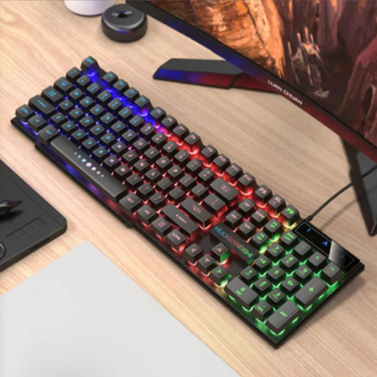 TX35 mechanical feeling computer keyboard in white and black rainbow colour options