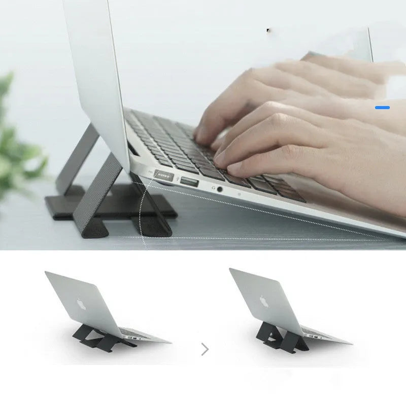 Ringke Folding Stand2 grey notebook stand folded, 210x160mm PU and metal with non-slip sticker