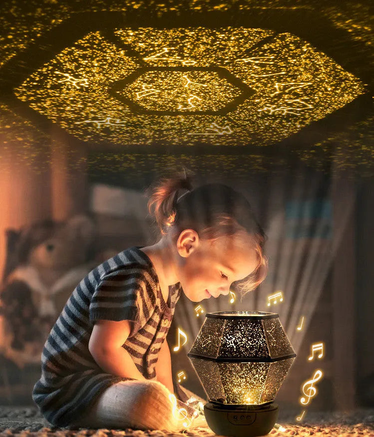 Children's rotating star night light projecting 3 colour changing dreamlike starlight.