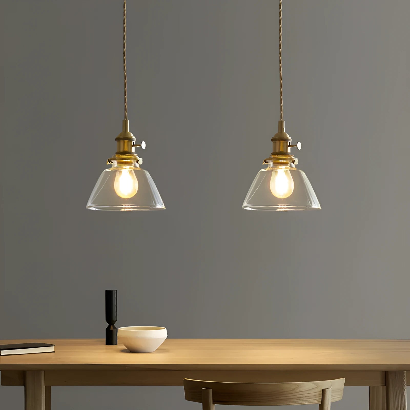 American retro small pendant droplight in a selected colour with warm glow bulb.