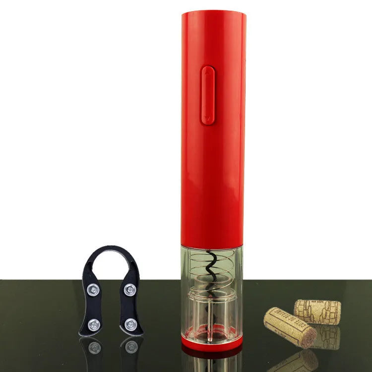 Automatic electric wine bottle opener with foil cutter in black, red, or white plastic finish.