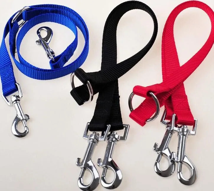 Double dog lead coupler nylon non-scalable 45 cm black blue purple red sizes S M L