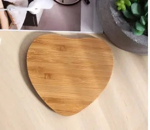 Natural heart shape bamboo wireless charger pad with USB cable, Love style