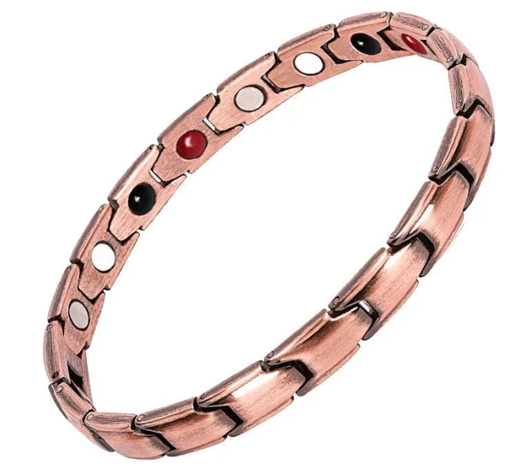 Metal rhombus therapy bracelet available in Black, Bronze, Gold, and Silver, with electroplated finish and optional 2pcs, 4pcs, or 8pcs sets.