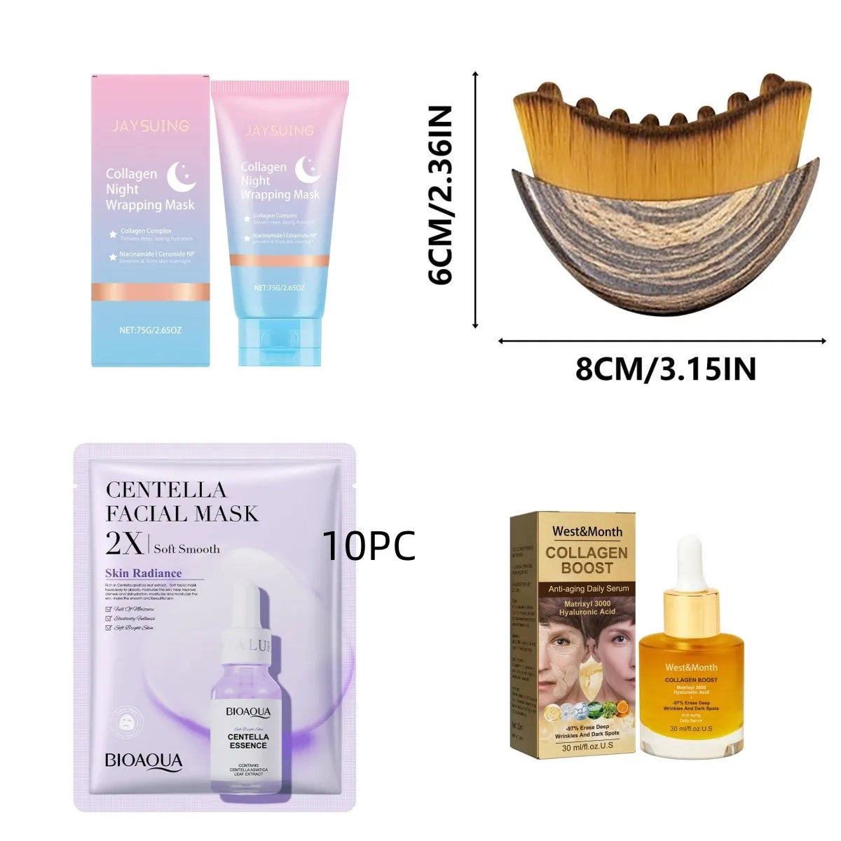 Collagen night wrapping mask 75g with application brush for facial treatment