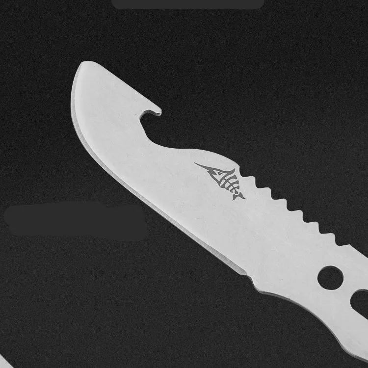 Outdoor spoon fork knife set with whistle camping tool 15.7cm stainless steel black silver