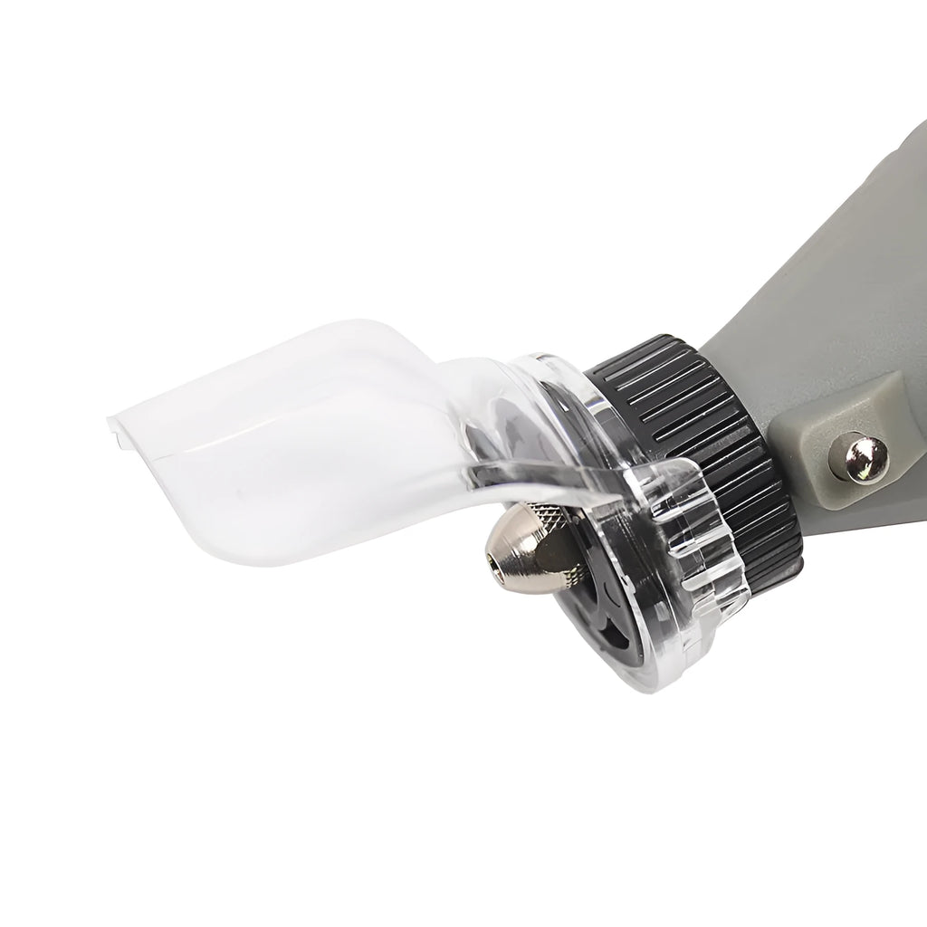Transparent plastic Delta grinder horn cover with 17.5-19mm thread port for safety.