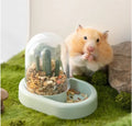 Hamster automatic pet feeder with transparent food chamber and cage mounting clips