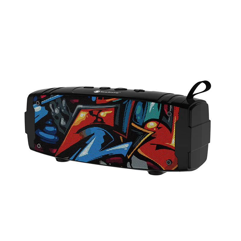 Portable wireless Bluetooth speaker with multiple colour options including black, blue, and camouflage.