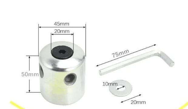 Silver aluminium cylinder grass trimmer head with four light yellow square grass ropes