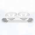 White plastic double bowl pet bowl for dogs and cats, model M760