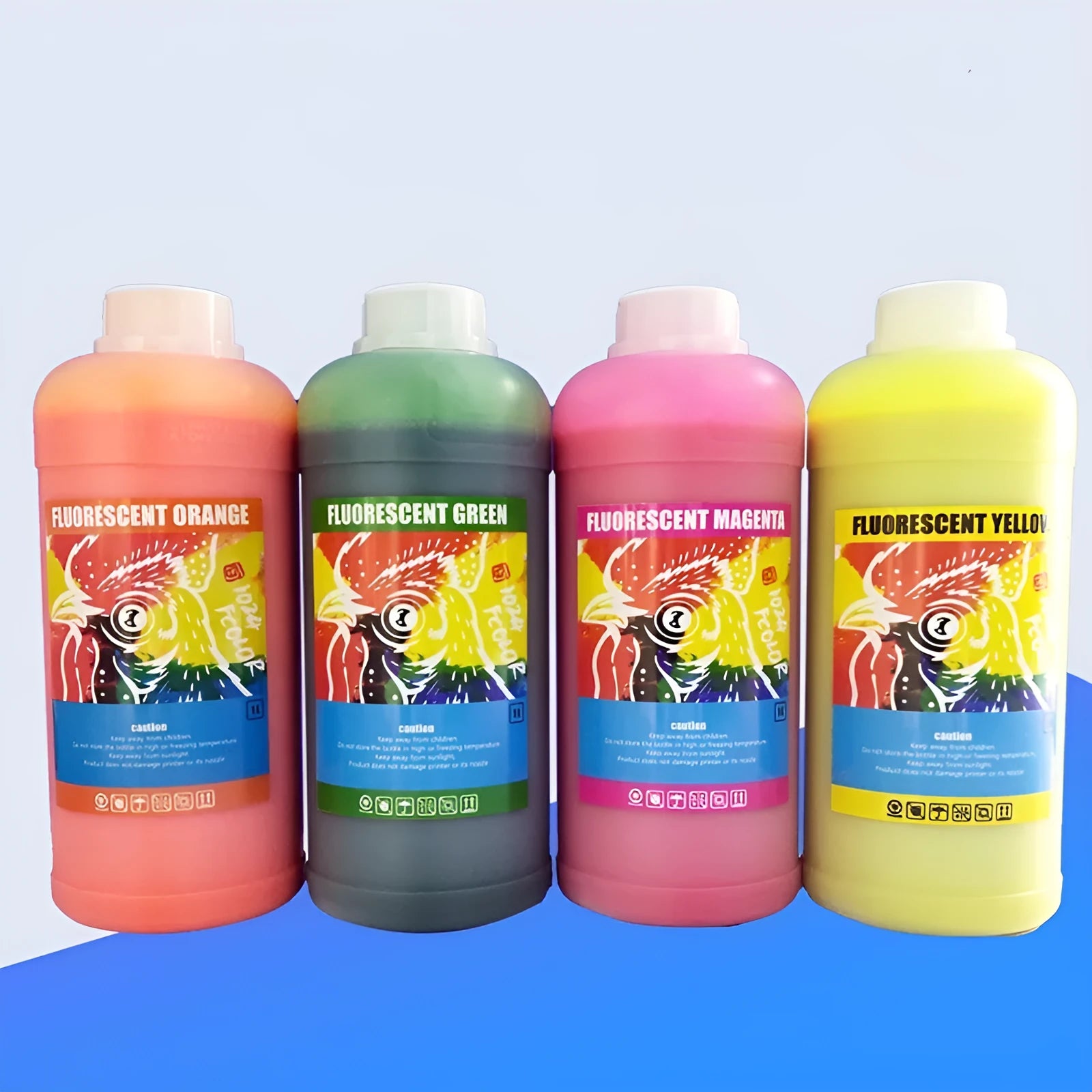 Fluorescent ink cartridge for PET film sublimation and offset hot paint printing